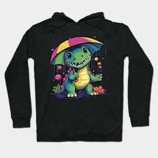 Dinosaur Rainy Day With Umbrella Hoodie